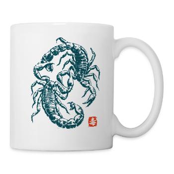 Skorpion Sternzeichen Horoskop Wüste Kanji - Tasse - Weiß - Rechts