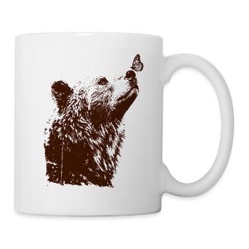 Bär Schmetterling Natur Wald Braunbär - Tasse - Weiß - Rechts