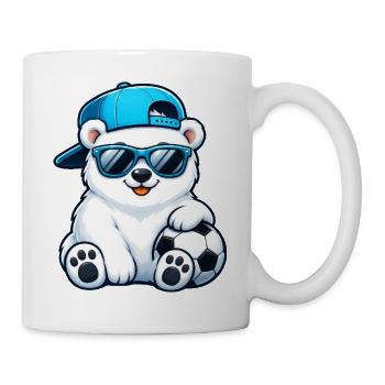 Eisbär Fußball Cool Sommer Cartoon - Tasse - Weiß - Rechts