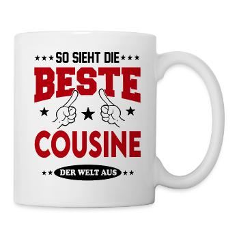 Beste Cousine der Welt Familie Family T-Shirt - Tasse - Weiß - Rechts