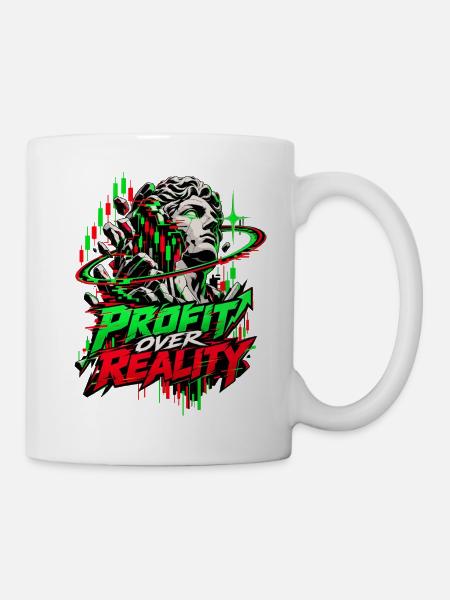 Profit über Realität Neon-Glitch - Tasse - Weiß