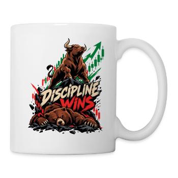 Disziplin siegt: Bulle und Bär - Tasse - Weiß - Rechts