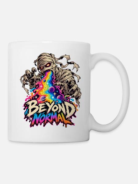Beyond Normal: Mumie im Regenbogenrausch - Tasse - Weiß