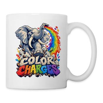 Color Charges: Regenbogen Elefant - Tasse - Weiß - Rechts