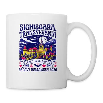 Sighisoara Transylvania Groovy Halloween Bats - Tasse - Weiß - Rechts