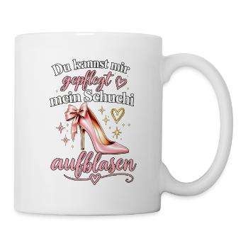 Rosa High Heel – Schuh aufblasen, humorvoll, frech - Tasse - Weiß - Rechts