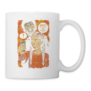 Zombie-Selfie mit Grusel-Girl - Tasse - Weiß - Rechts