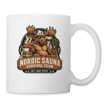Nordic Sauna Survival Team Elch Humor - Tasse - Weiß - Rechts