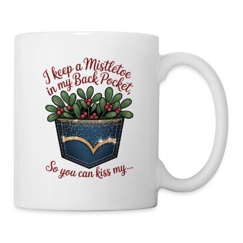 Taschen-Mistelzweig-Kuss - Tasse - Weiß - Rechts