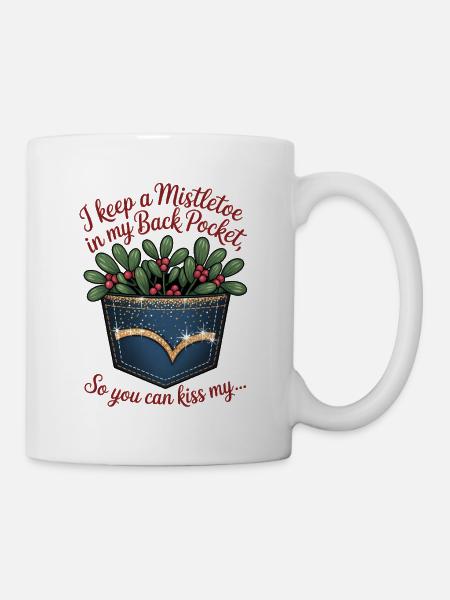 Taschen-Mistelzweig-Kuss - Tasse - Weiß