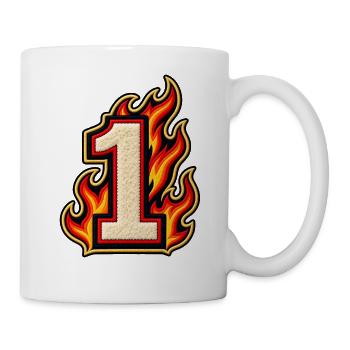 Zahl 1 im Flammen Patch-Look  - Tasse - Weiß - Rechts