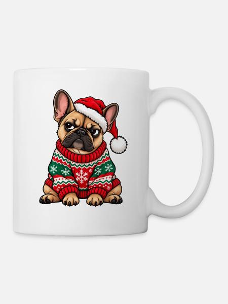 Weihnachten Bulldogge Frenchie Hund Geschenk - Tasse - Weiß