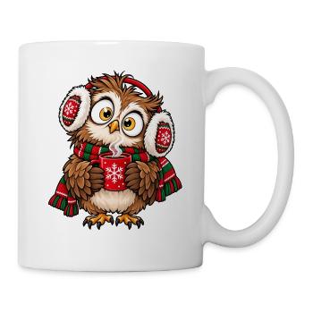 Weihnachten Eule Kakao Winter Geschenkidee - Tasse - Weiß - Rechts