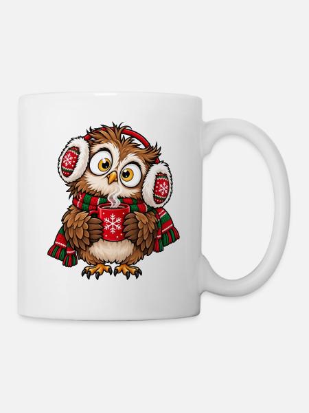Weihnachten Eule Kakao Winter Geschenkidee - Tasse - Weiß