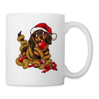 Weihnachten Dackel Hund Geschenkidee - Tasse - Weiß - Rechts