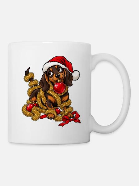 Weihnachten Dackel Hund Geschenkidee - Tasse - Weiß