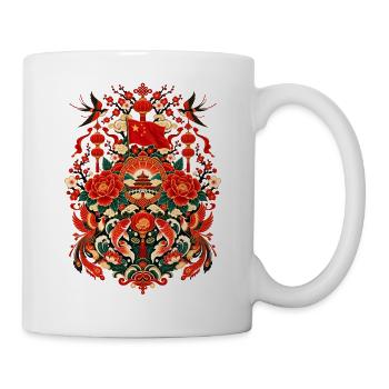 China | Laternen, Koi & Volkskunst - Tasse - Weiß - Rechts