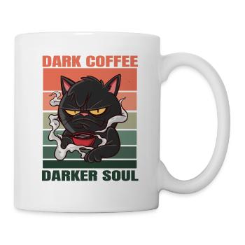 Dark Coffee Darker Soul genervte Katze Retro Kaffe - Tasse - Weiß - Rechts