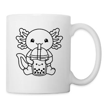 Süßer Axolotl Bubble Tea Umriss Kawaii Boba Drink - Tasse - Weiß - Rechts