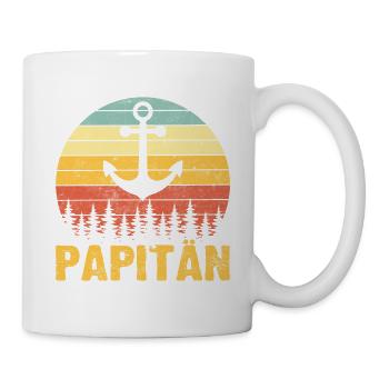 Papitän Papa Kapitän Anker Vatertag Geschenk - Tasse - Weiß - Rechts