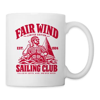Fair Wind Sailing Club – Segler mit Kaffee - Tasse - Weiß - Rechts