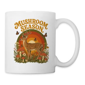 Pilzsaison Hirsch Retro Wald Sammeln Wildblumen - Tasse - Weiß - Rechts