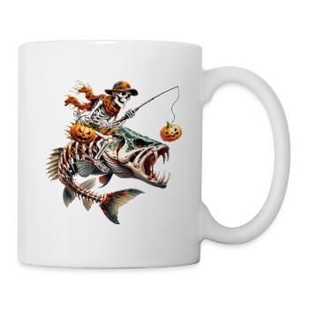 Skelettpirat auf Feuriger Monsterfisch - Tasse - Weiß - Rechts
