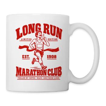Long Run Marathon Club – Läufer mit Kaffee - Tasse - Weiß - Rechts