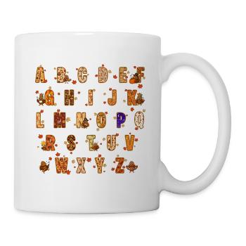 Alphabet Herbst Herbst Truthahntag Thanksgiving - Tasse - Weiß - Rechts