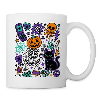 Y2K Gruseliges Halloween-Kürbisskelett - Tasse - Weiß - Rechts