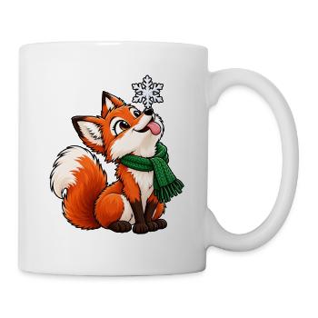 Weihnachten Fuchs Schneeflocke Winter Geschenk - Tasse - Weiß - Rechts