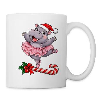 Weihnachten Nilpferd Ballett Ballerina Geschenk - Tasse - Weiß - Rechts