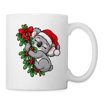 Weihnachten Koala Mistelzweig Geschenkidee - Tasse - Weiß - Rechts