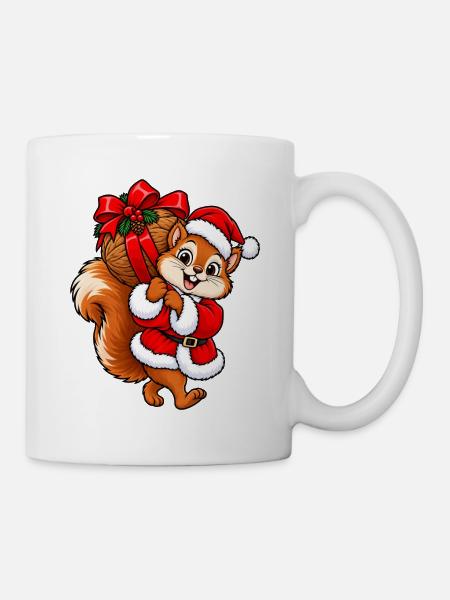 Weihnachten Eichhörnchen Nuss Geschenkidee - Tasse - Weiß