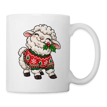 Weihnachten Schaf Pullover Mistel Geschenk - Tasse - Weiß - Rechts