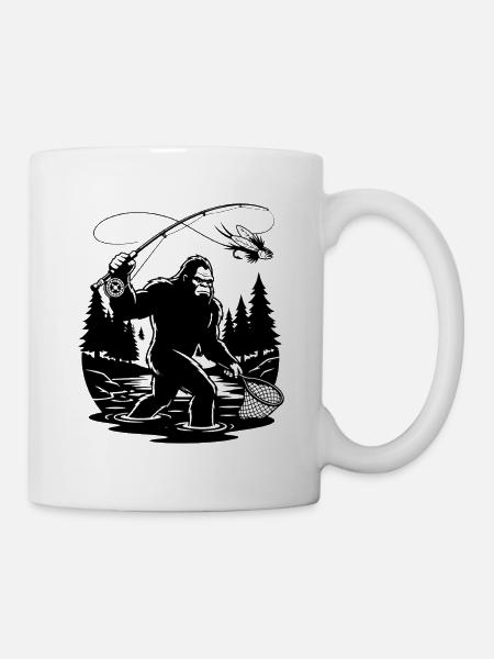 Bigfoot-Fischer-Fliegenfischer-Humor - Tasse - Weiß
