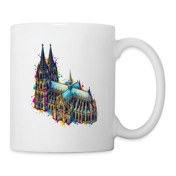 Kölner Dom Aquarell-Splash - Tasse - Weiß - Rechts