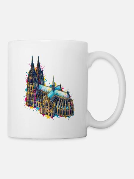 Kölner Dom Aquarell-Splash - Tasse - Weiß