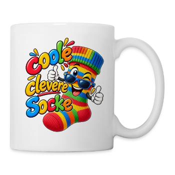 Lustige bunte Socke - Tasse - Weiß - Rechts
