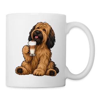 Briard mit Latte Macchiato - Tasse - Weiß - Rechts