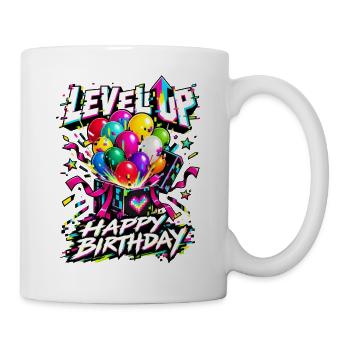 Level Up Geburtstagsballons Neon Glow - Tasse - Weiß - Rechts