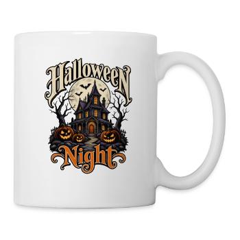 Halloween Night – Spukhaus mit Kürbissen - Tasse - Weiß - Rechts