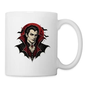 Vampir vor rotem Mond – Gothic Halloween - Tasse - Weiß - Rechts