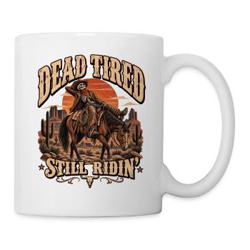 Totmüdes reitendes Skelett - Tasse - Weiß - Rechts