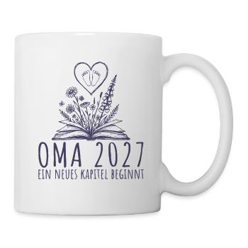 Werdende Oma 2027 Neues Kapitel beginnt - Tasse - Weiß - Rechts