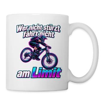 MTB – Wer nicht stürzt fährt nicht am Limit - Tasse - Weiß - Rechts