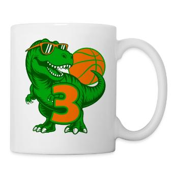 DINOSAURIER 3 JAHRE BASKETBALL 3. GEBURTSTAG - Tasse - Weiß - Rechts
