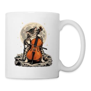Space Cat Cello – Cellist, Astronaut, Katzenliebhaber - Tasse - Weiß - Rechts