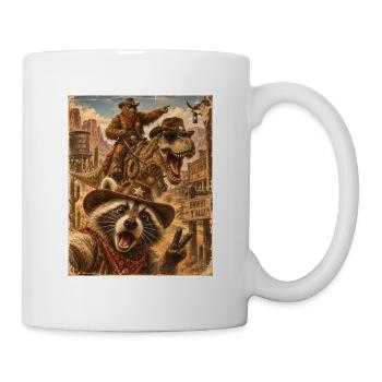 Raccoon Cowboy Dino Western - Tasse - Weiß - Rechts