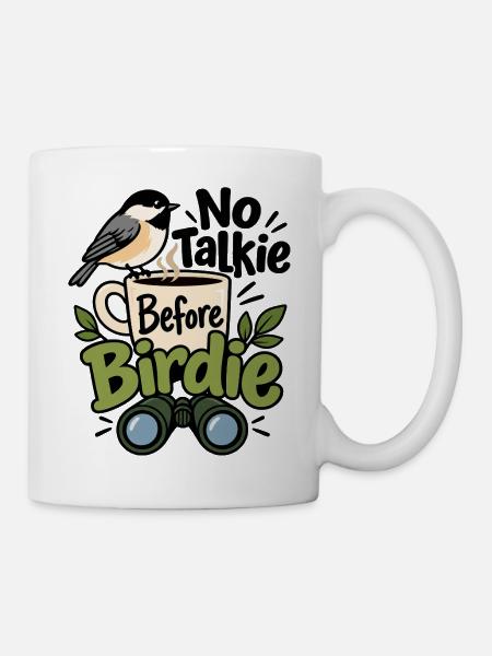 No Talkie Before Birdie - Tasse - Weiß